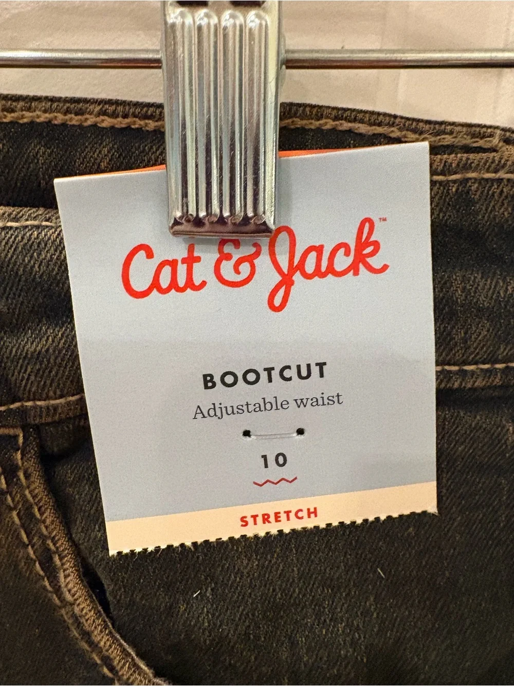 NWT Cat & Jack unisex Dark blue with brown on edges Bootcut Jeans size 10 TR168